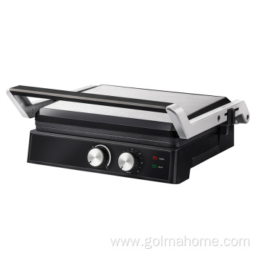 4 Slice Stainless Steel Electric Contact Grill Opens 180 Degrees with Adjustable Temperature Panini Press Grill